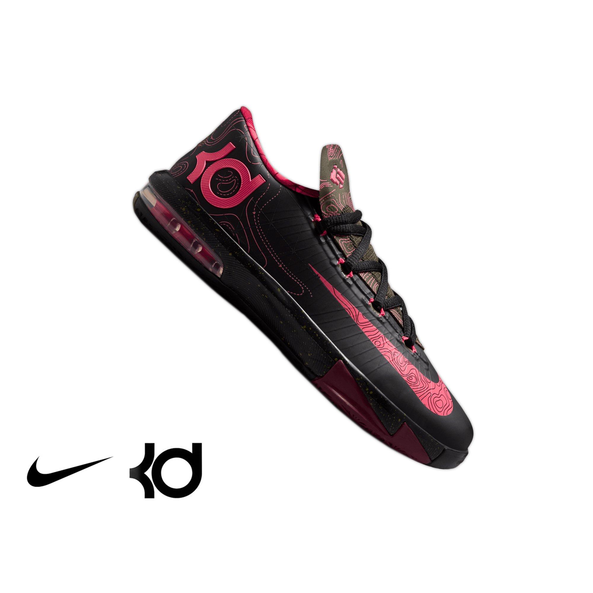 Nike KD 6 "Meteorology" Grade School Kids' Shoe - BLACK/ATOMIC RED/MEDIUM OLIVE/NOBLE RED